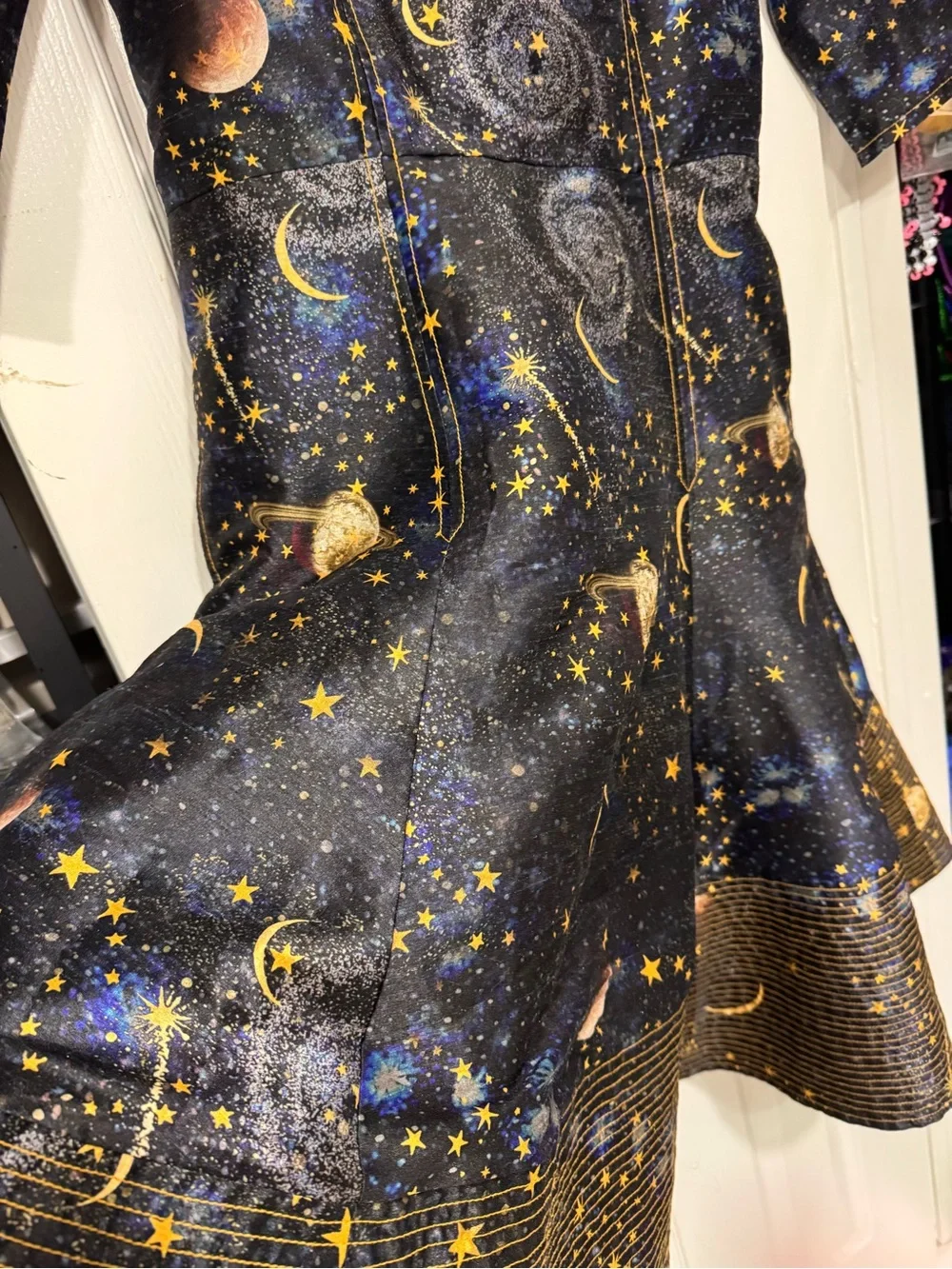 Women’s Black & Gold Celestial Print Dress